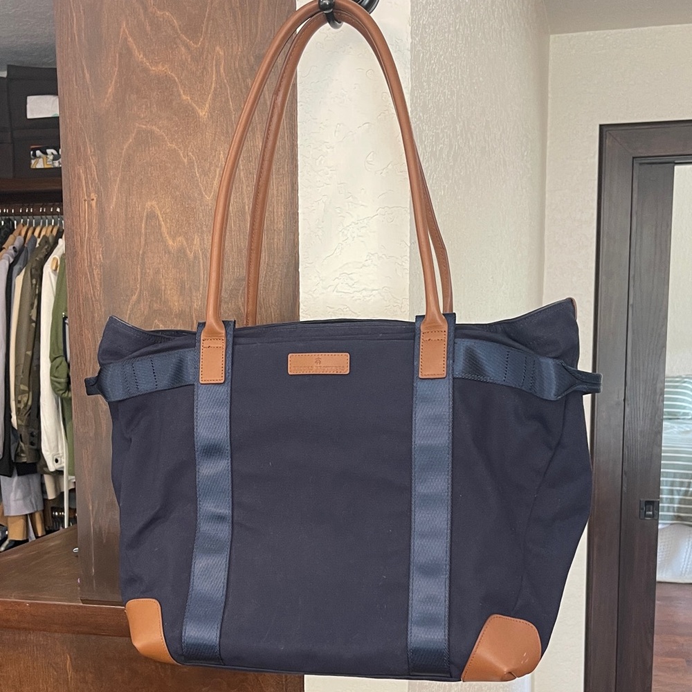 Brooks Brothers Navy Tan Tote Computer Bag